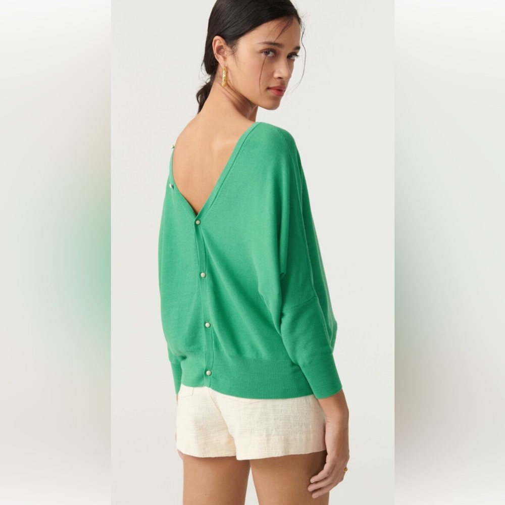ba&sh Green Button-Back Top